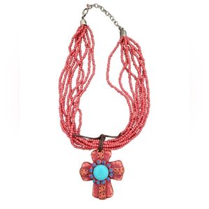 Cowboy Cross Beaded Necklace
